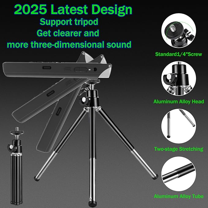 64GB Digital Voice Activated Recorder for Lectures&Meetings,Phone Connected via OTG,4640 Hours Audio Recorder with Tripod Stand,Recording Device with Playback,MP3 Player,Password,Variable Speed