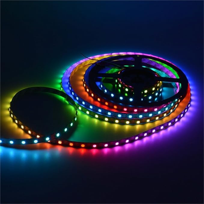 WS2812B LED Strip Lights 16.4ft 5M WS2812B 300LEDs Programmable Individual Addressable WS2811 Built-in 5050 RGB LED Strip IP30 Non-Waterproof DC5V with Mini Controller
