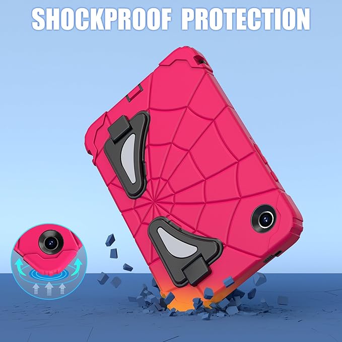 AKABEILA Compatible with Samsung Galaxy Tab A9 8.7 inch(SM-X115N)(2023) Tablet Case，Lightweight Shockproof Rugged Protective Cover with Kickstand for Kids Children Boys Babies Strawberry Black