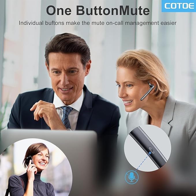 Bluetooth Headset with 72-Hour Talk Time & 500mAh Charging Case, Bluetooth V5.3 Headset with Noise Cancelling Mic – Wireless Earpiece Hands-Free Headphones for Office Trucker Driving Business,Black