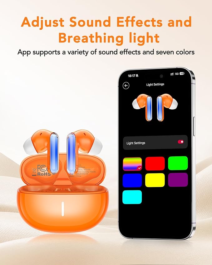 MS110 Wireless Ear Buds,40h Playtime Earbuds with Ai Translation Earbuds Real Time, 6.0 Bluetooth Earbuds,IPX5 Waterproof & Active Noise Cancelling Earphones for Phones/Meeting/Travel/Learning /Sports