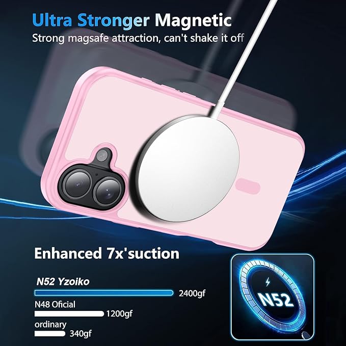 Strong Magnetic for iPhone 17 case [10Ft Military-Grade Protection] Compatible with fit MagSafe Shockproof Slim Thin Cover case for iPhone 17 6.3 inch, Light Pink