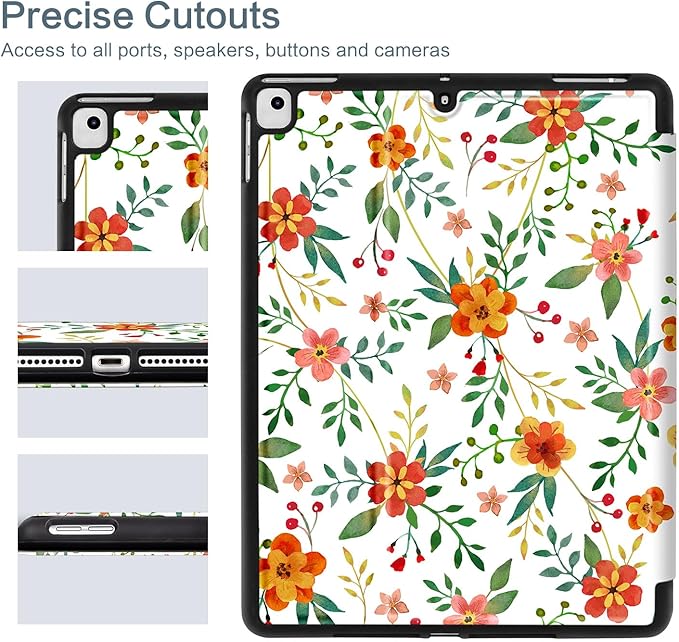 Vimorco Case for iPad Air 3 2019, for iPad Pro 10.5 inch 2017/2019, for iPad 9th/8th/7th Generation 10.2 inch,Multiple Viewing Angles,Pencil Holder,Full Protective Cover,Auto Sleep/Wake,Yellow Flower