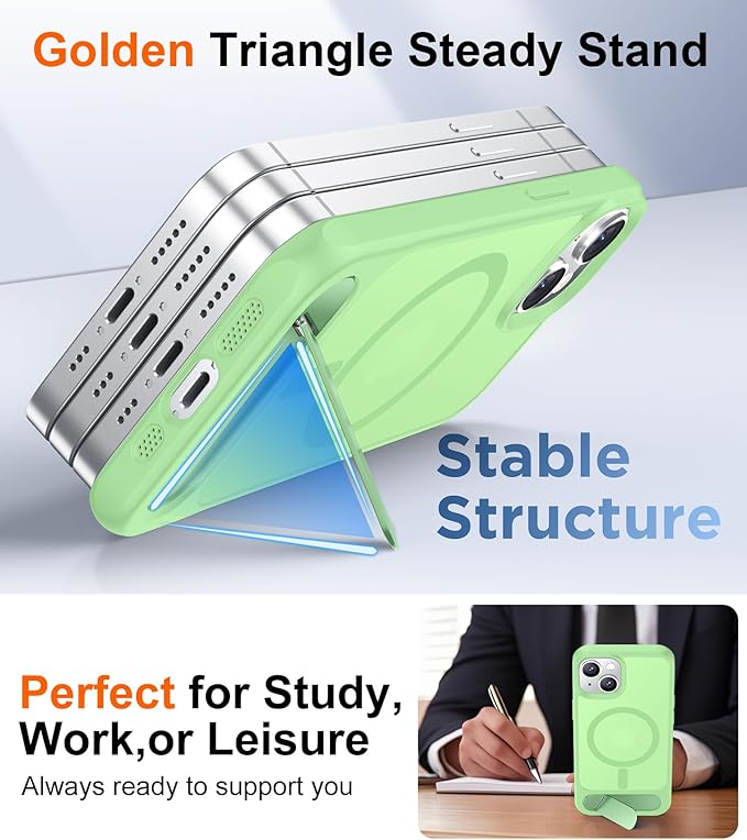 Magnetic Compatible with iPhone 14 Case/iPhone 13 Case,[Built-in Invisible Kickstand][Compatible with MagSafe][Military Grade Shockproof] Slim Translucent Matte Phone Case for iPhone 14/13 6.1"