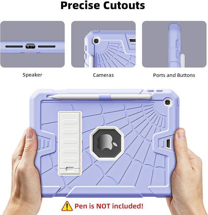 TSQQST Case for iPad 9.7 Inch 2018 2017 Model 6th 5th Generation with Glass Screen Protector | Shockproof Protective iPad Case 6th 5th Gen 9.7" for Kids with Pencil Holder&Stand | Purple