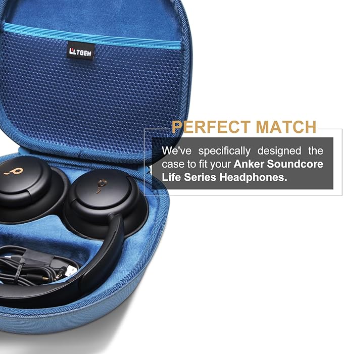 LTGEM Case Compatible with Anker Soundcore Life Q20i / Q20 / Q30 / Q45 Hybrid Active Noise Cancelling Headphones, Blue