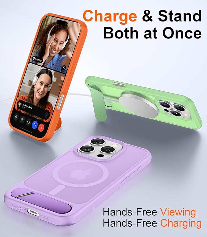 Magnetic Compatible with iPhone 16 Pro Case, [Built-in Invisible Kickstand][Compatible with MagSafe][Military Grade Shockproof] Slim Translucent Matte Phone Case for iPhone 16 Pro 6.3"