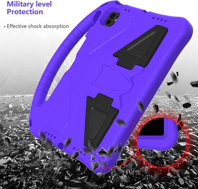Kids Case for iPad Air 11 inch M4/M3/M2 (2026/2025/2024) & iPad Pro 11 inch M5/M4 (2025/2024) with Pencil Holder/Handle Kickstand/Lightweight Soft EVA Shockproof Boy Girl Stand Cover, Purple