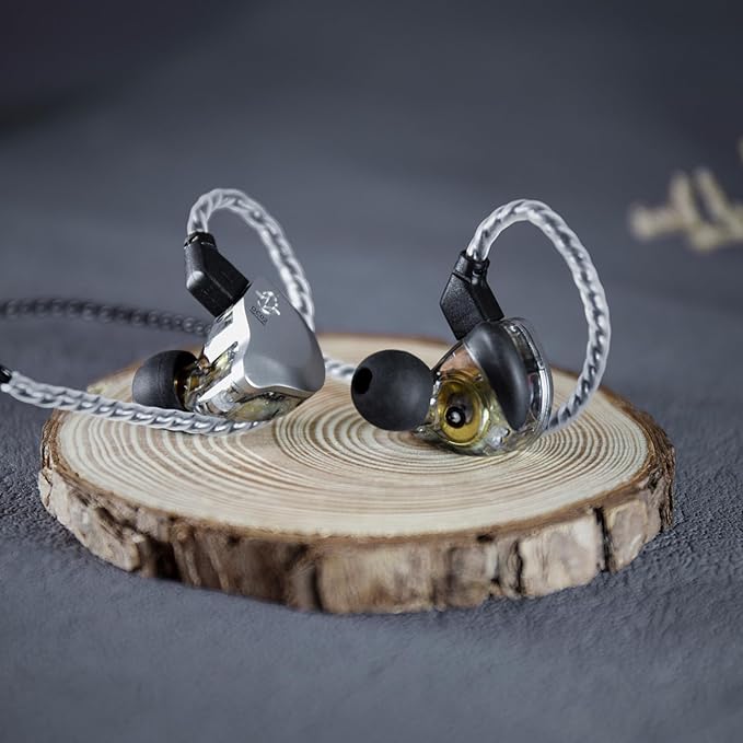 In Ear Earbuds Wired IEM Headphone,CCZ DC02 Dual Magnetic Circuit DD HIFI Earphones,Professional Hifi Earphone,Stereo Sound Earbuds Earphone,CCZ Solo In Ear Monitor for System (Silver, No MIC)