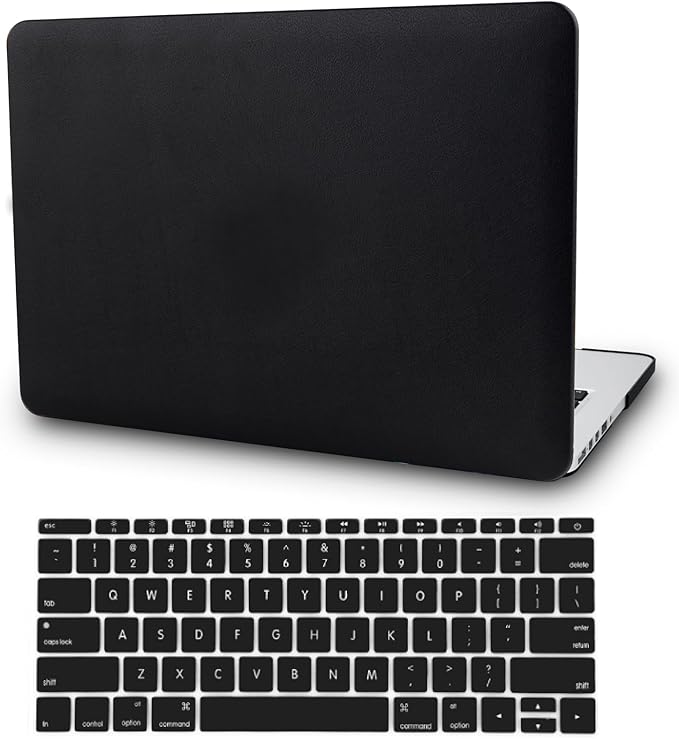 KECC Compatible with MacBook Pro 14 inch Case 2025 2024 2023 2022 2021 Release M4 M3 M2 M1 A3112 A3401 A3185 A2918 A2992 A2779 A2442 Italian Leather Hard Shell + Keyboard Cover, Black Leather