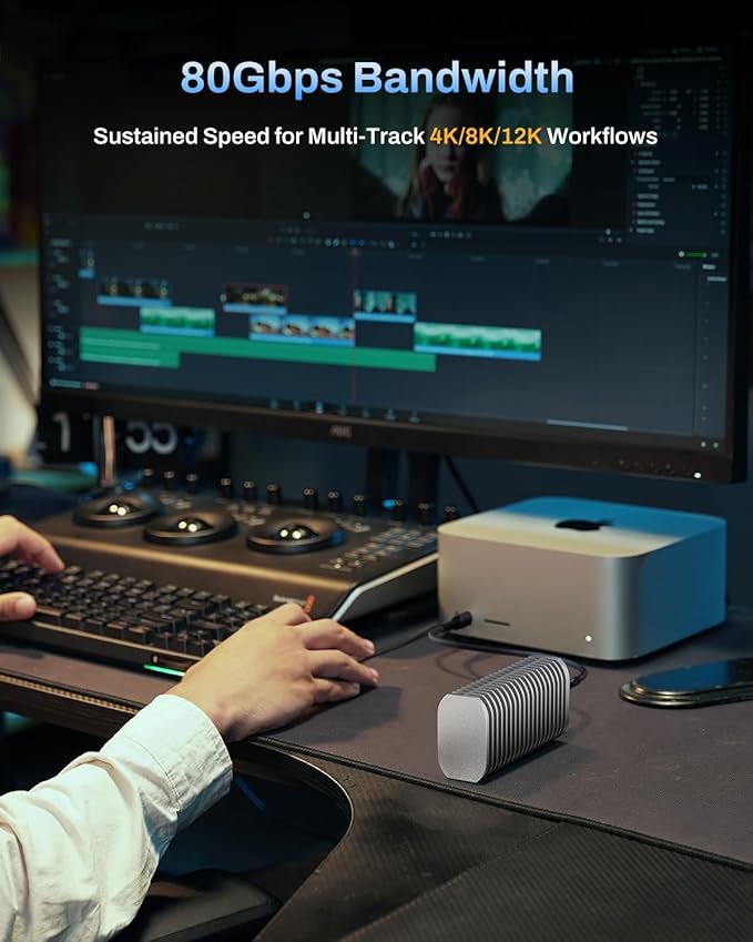 TERRAMASTER D1 SSD Pro 80Gbps M.2 NVMe SSD Enclosure, up to 7061MB/s, All-Aluminum Case with Efficient Cooling, Zero Noise, Compatible with USB 4/3.2/3.1/3.0, Thunderbolt 5/4/3 (Diskless)