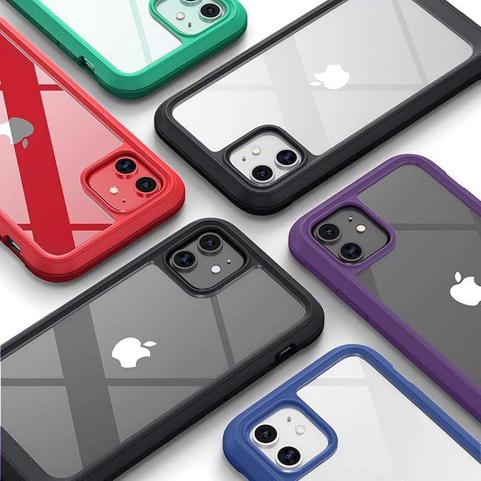 Diaclara Compatible with iPhone 11 Case, Full Body Rugged with Built-in Touch Sensitive Anti-Scratch Screen Protector, Soft TPU Bumper Case Clear Compatible with iPhone 11 6.1" (Black and Clear)