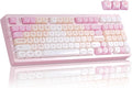 ZORNHER ZH980 Pink Mechanical Keyboard,95% Cat Keyboard Cute,Kawaii Kitty Keycaps,Pink Gaming Keyboard with Number Pad,Jelly Ceramic Keycap,Creamy Sounding Switches