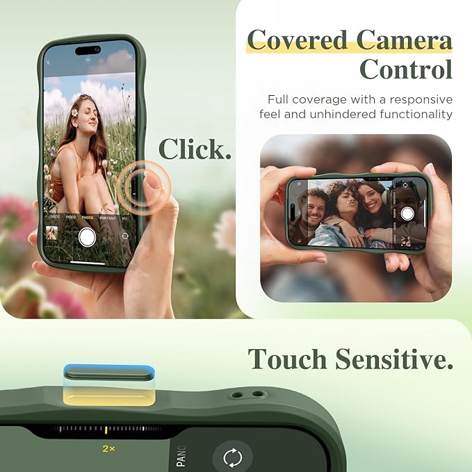 GVIEWIN for iPhone 17 Pro Max Case Compatible with MagSafe [Curly Wave Edge][Full Camera Protection] Floral Translucent Shockproof Magnetic Women Phone Case for 17 Pro Max, Floratopia/Forest Green