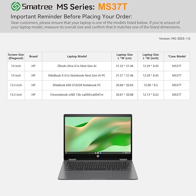 Smatree MS37T Hard EVA Protective Sleeve Case with Stand Compatible for 14 inch HP ZBook Ultra G1a Next Gen AI, for EliteBook X G1a Notebook Next Gen AI PC, for 13.3inch EliteBook 630 G10/G9
