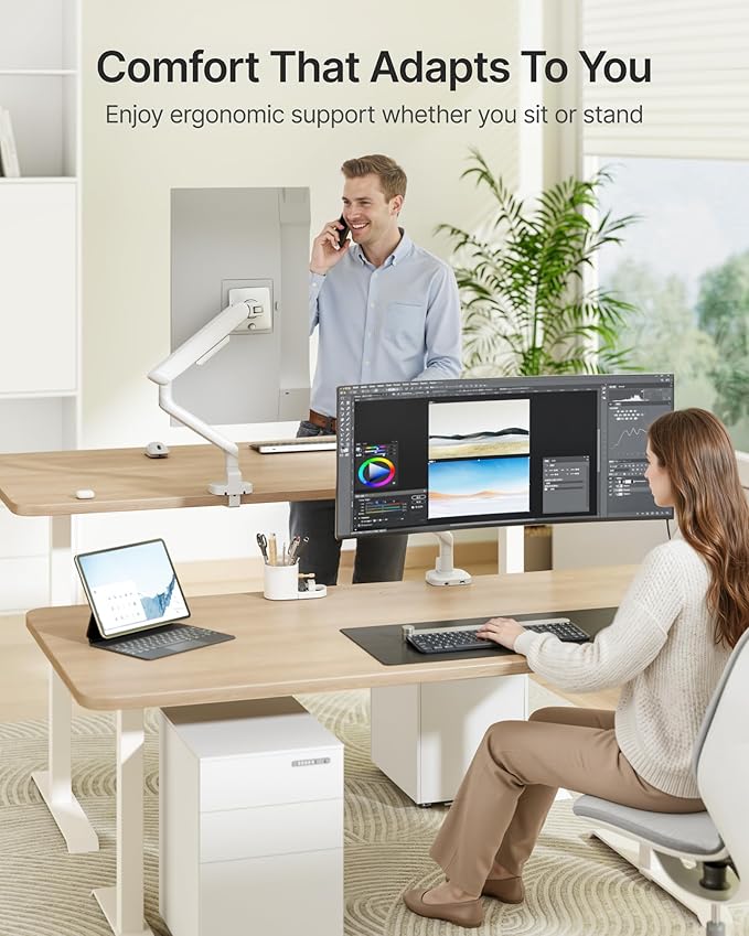 monTEK Single Monitor Arm with USB, Mechanical Spring Monitor Arm for 17-40" Screens, Adjustable Monitor Desk Mount Holds up to 26.4 lbs with C Clamp/Grommet Desk Mount, VESA 75/100mm