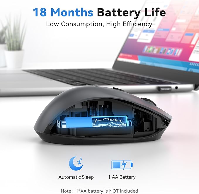 TECKNET Wireless Mouse for Laptop, Silent Mouse Quiet Click, Computer Mice Wireless, 6 Adjustable 4000 DPI Computer Mice