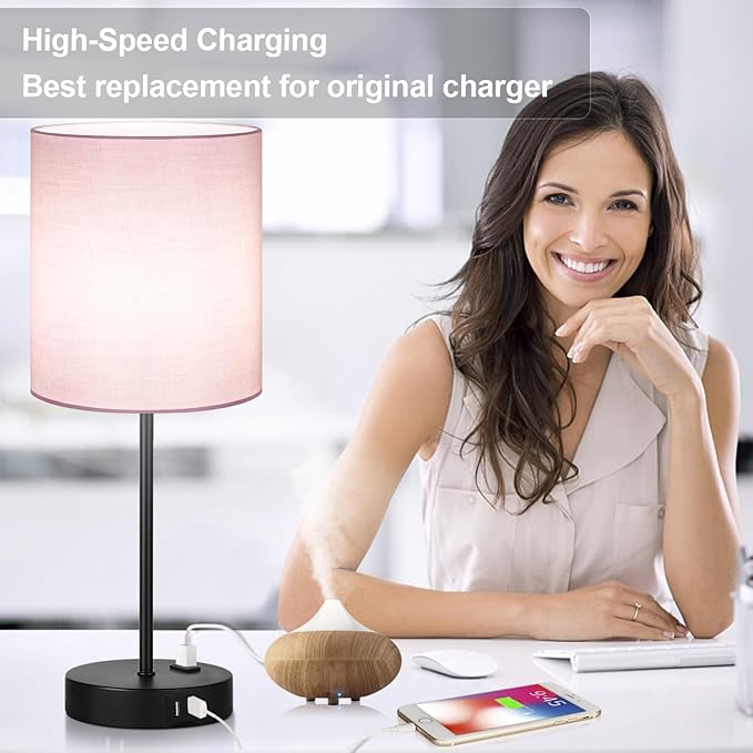 Lynnoland Set of 2 Touch Control Table Lamps, 3-Way Dimmable Bedside Nightstand Lamps for Bedroom Living Room Nursery, 800 Lumens 5000K Warmlight Bulbs Included