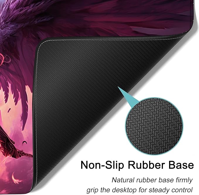 Large Mouse Pad, 31.5 x 11.8in Extended Gaming Mouse Pad with Stitched Edges, XXL Mousepad Protector Non Slip Rubber Base for Office and Home Writing Mat, Anime Warrior Women Pattern Black Desk Mat