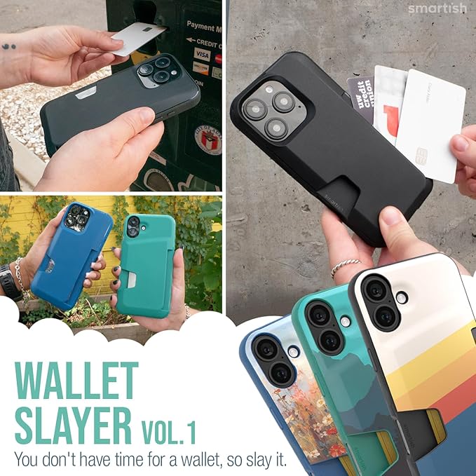 Smartish® iPhone 16 Plus Wallet Case - Wallet Slayer Vol. 1 [Slim + Protective] Credit Card Holder - Drop Tested Hidden Credit Card Slot Cover for Apple iPhone 16 Plus - Moving Mountains
