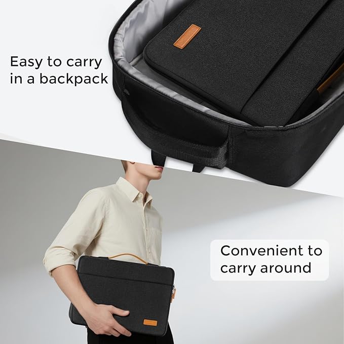 DOMISO 13.3 inch Laptop Case Sleeve Protective Cover Compatible with 14 inch MacBook Pro M4 M3 M2/MacBook Pro Max,13-13.3 inch Dell,Lenovo, HP,Waterproof Computer Cases Bag with Handle,Black