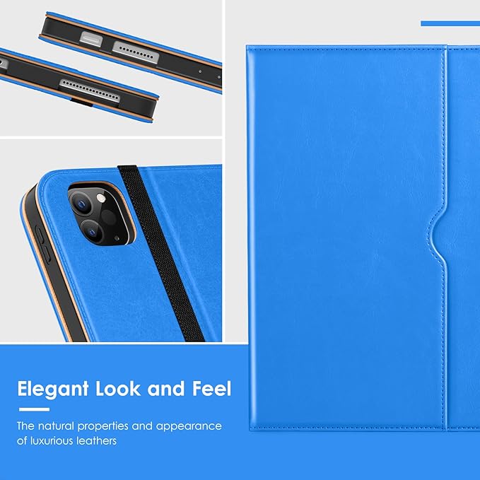 VIKESI Case for iPad Air 13 inch (M4) 2026 / (M3) 2025 / (M2) 2024,Premium Leather Folio,Apple Pencil Holder,Auto Sleep/Wake,Stand Cover - Royal Blue