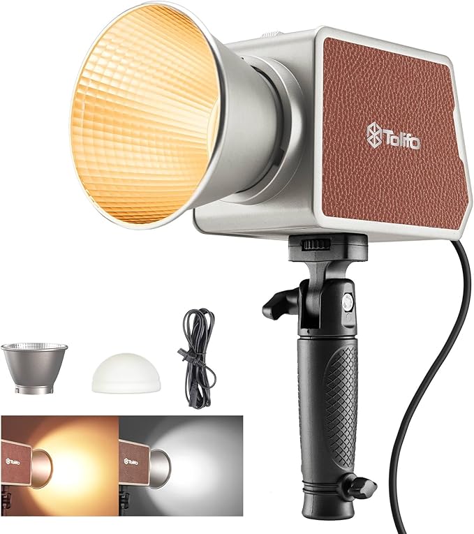 Tolifo 200W Bi-Color Handheld Spotlight Silent COB LED Video Light Kit, 2700K-6500K CRI97+/TLCI98+/12 Effects/APP Control, 360° Fill Lights for Photography/Studio/YouTube/TikTok/Live Streaming