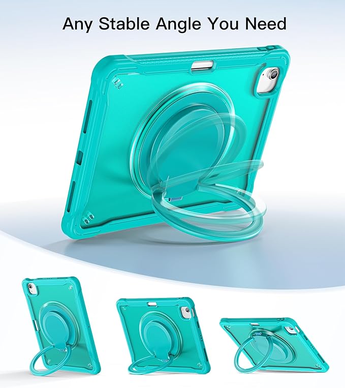 BATYUE Case for iPad Air 11-inch M4(2026)/M3(2025)/M2(2024), iPad Air 4/5 10.9" & Pro 11" 2018-2022 - Shockproof Case with 360° Rotating Stand & Handle, Pencil Holder, Shoulder Strap, Light