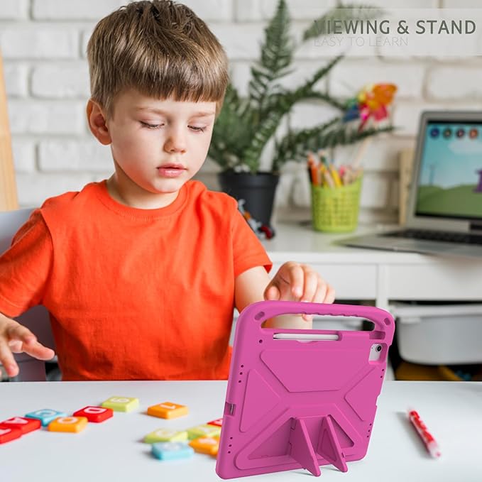 ATOOZ Kids Case for iPad air 13 inch 2024 2025 2026 (M2 M3 M4) / iPad Pro 13 inch (M4 M5), Cover with Shockproof Handle Stand for iPad Pro 13 7th /8th Gen 13" Tablet (Rose)