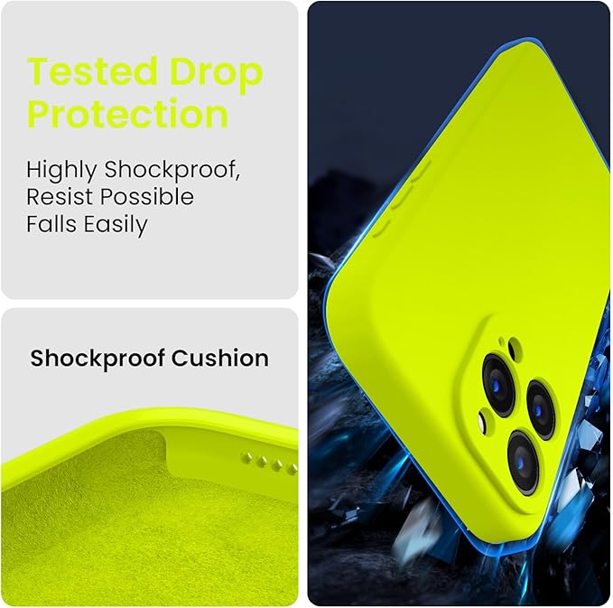FireNova Designed for iPhone 16 Pro Max Case, Silicone Upgraded [Camera Protection] Phone Case, Soft Anti-Scratch Microfiber Lining Inside, 2024, Fluorescent Green