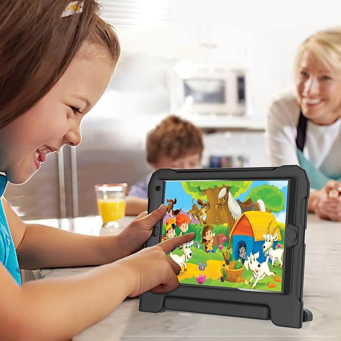 Kids Case for iPad 9th/8th/7th Generation 10.2 Inch 2021/2020/2019, Case for iPad Air 3rd Gen/Pro 10.5 Inch, Durable Shockproof Cover with Screen Protector for iPad 10.2 & 10.5, Black