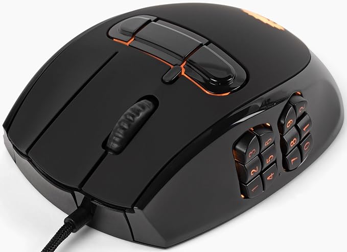 Hedgehog MMO Gaming Mouse - 16 000 DPI - 23 Programmable Buttons - Switch to Joystick Mode with Spring-Loaded Base - PC, Mac, Ubuntu Linux