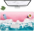 Britimes Pink Blue Beach Large Mouse Pad Non-Slip Desk Pad Keyboard and Mouse Desk Mat Gaming Mousepad for Game, Office & Home, 31.5 x 15.7 in