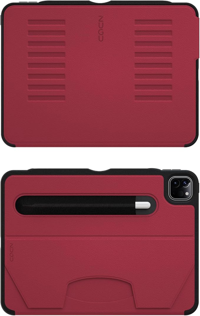 Zugu Case for iPad Pro 11 (M4/M5) 2024/2025, Slim Protective Cover with Apple Pencil Holder, Auto Wake/Sleep, Multiple Viewing Angles, iPad Pro 11 Inch Cover, Phone Protector, Scarlet Red