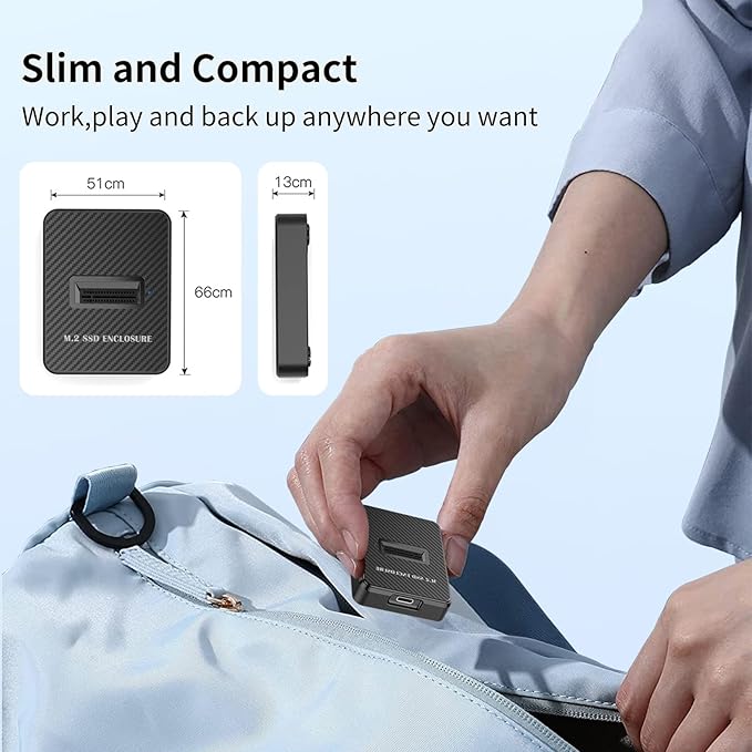 M.2 NVMe & SATA to USB Adapter - USB 3.2 Gen 2 10Gbps External SSD Enclosure, Aluminium Alloy Housing, Supports M.2 (M Key) NVMe & (B+M Key) SATA SSDs, Plug and Play External Storage Solution
