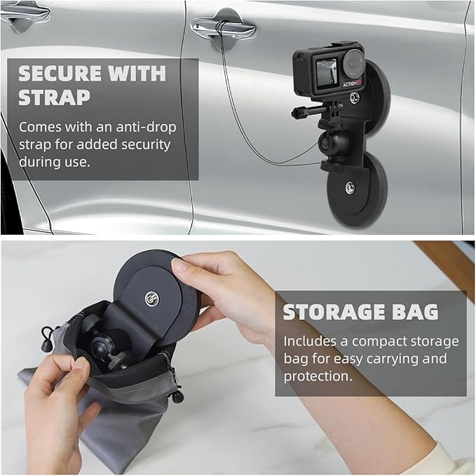 BRDRC Magnetic Car Mount for GoPro, Magnet Outside Camera Phone Holder Clip Stand for GoPro Hero Black Max, for Insta360 X4 X3 Go 3S, for DJI Pocket 3 Action 5 Pro 4 3, for iPhone Samsung Accessories