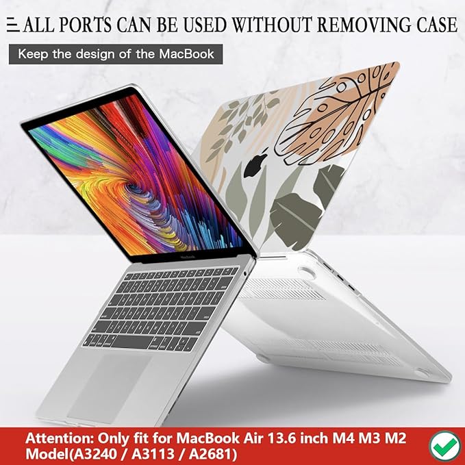 CISSOOK Compatible with MacBook Air 13.6 inch Case 2026 2025 2024 2022 Release A3449 A3240 A3113 A2681, Tropical Hard Shell Case with Keyboard Cover for MacBook Air 13 inch M2 M3 M4 M5 Chip