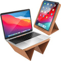AboveTEK Portable 2-in-1 Foldable iPad & Laptop Holder for Desk, Adjustable Travel Stand for 14"17" MacBook Air/Pro/Tablets/Kindle, Ultra-Sleek PU Leather Computer Riser