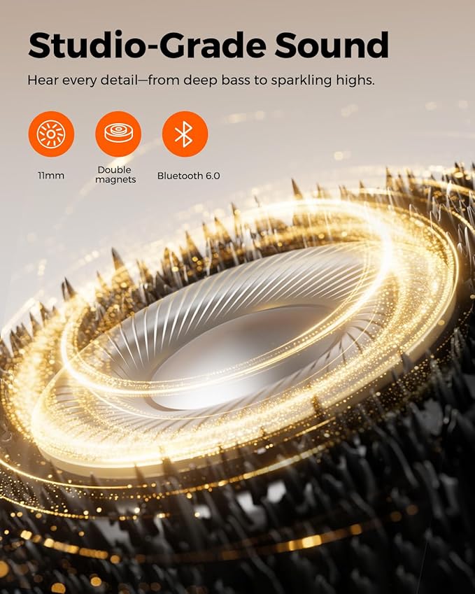 Truefree Wireless Earbuds, HD-100 Bluetooth 6.0 Sport Earphones, Magnetic Wireless Headphones, 11mm Driver Spatial Audio, IP67 Waterproof, 20H Playtime, AI Enhanced Calls, App Control, Dual Connection