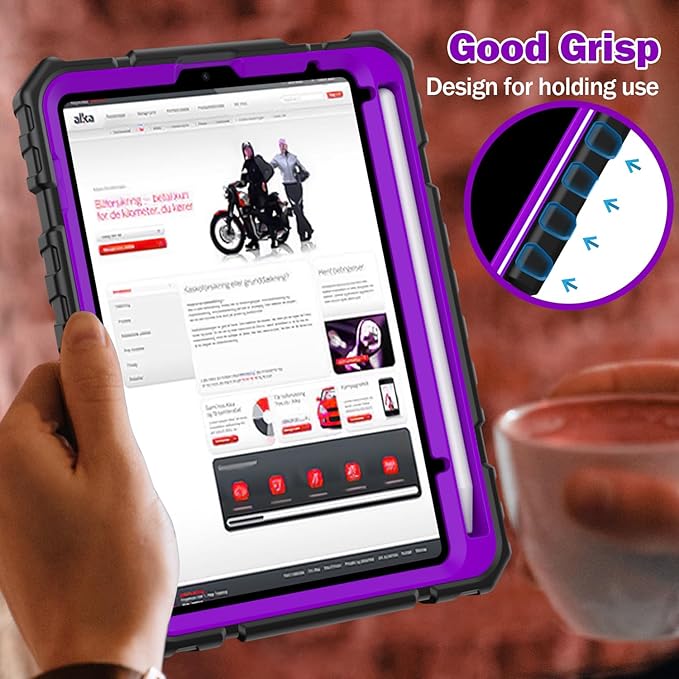 Grifobes Case for iPad mini 7 (A17 Pro) 2024 / Mini 6 2021 8.3 inch, Heavy Duty Shockproof Rugged Cover with Pencil Holder Stand, for I Pad Mini 7th/6th Gen 8.3" Case (Black+Purple)