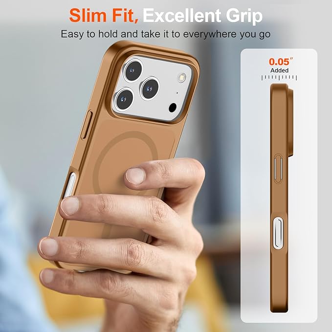 SUPFINE Magnetic for iPhone 17 Pro Case (Compatible with MagSafe)(Military Grade Drop Protection) Translucent Matte Shockproof with Anti-Fingerprint Phone Cover,Brown