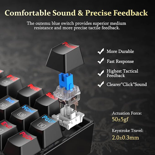Redragon K552P Mechanical Gaming Keyboard TKL with 18 Backlight Modes, Hot-Swappable Red Switches, 87-Key Compact Ergonomic Design, N-Key Rollover & Software Programmable Macro - RGB, Black