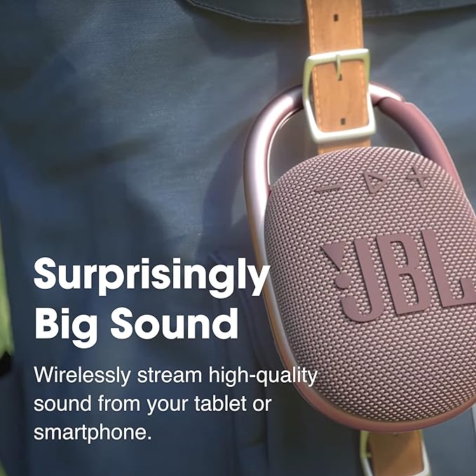 JBL Clip 4, Black/Orange - Portable Bluetooth 5.1 Speaker - Up to 10 Hours of Play - Waterproof & Dust Resistant - Includes Noise & Echo-Canceling Speakerphone