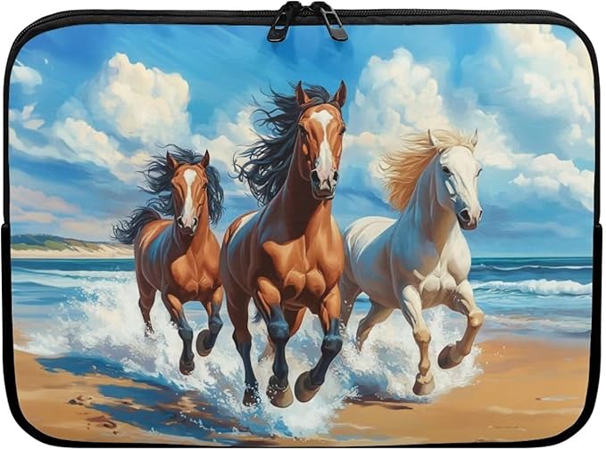 Horse Laptop Protective Sleeve for Women Men Computer Sleeve Neoprene Laptop Case Bag 15inch Portable Computer Carrying Case Suitable for Birthday Holiday Tablet Bags Blue