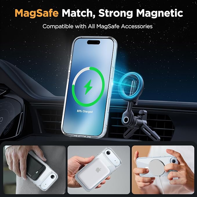 Miracase Magnetic for iPhone Air Case with Screen Protector(Compatible with MagSafe), Slim Thin Translucent Matte Military-Grade Protected Phone Cover for iPhone 17 Air 6.5", Clear