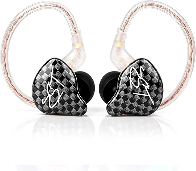YINYOO KZ-ZST Hybrid Banlance Armature with Dynamic in-Ear Earphone 1BA+1DD HiFi Headset Wired Earbuds IEM Headphones Gaming Earbuds (Black-zst Without Microphone)