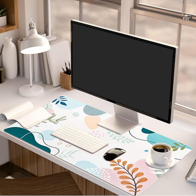 Lokigo Colorful Abstract Boho Large Mouse Pad, Waterproof Green Pink Desk Mat, Non Slip Computer Gaming Mouse Pad, XXL Full Desk Mousepad Writing Pad for School Office Home 31.5" x 15.7"