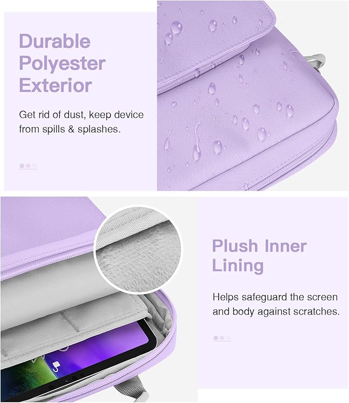 MoKo 9-11 Inch Tablet Sleeve Bag Handle Carrying Case with Shoulder Strap Fits iPad Pro/Air/A16 11 inch,iPad 10th 10.9,i-Pad 9/8/7th 10.2,iPadAir 5/4th 10.9,i-Pad 9.7,Tab S8/S9 11", Purple