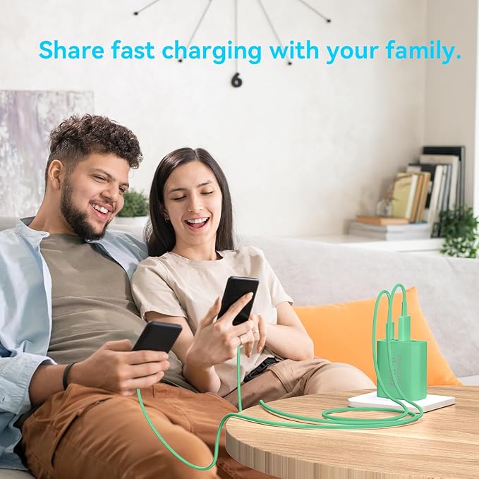 USB C Charger Block, 2Pack 40W 4 Ports Type C Fast Phone Charging Cubes PD Wall Plug+QC 3.0 USB A Charger Head Power Brick Box for iPhone 16/15/14/13/12/11 Pro Max, Pad, Galaxy, Pixel, Deep Green