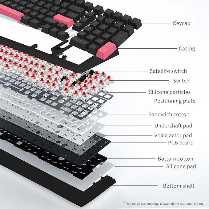 FIRSTBLOOD ONLY GAME. AK980 Gaming Mechanical Keyboard - 101-Key Hot-Swap Gasket Mount USB Wired Keyboard with Pre-Lubed Red Switches, NKRO, for Esports (Black-Red)